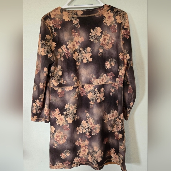 Solitaire Brown Floral Cardigan Size Medium - Picture 2 of 6